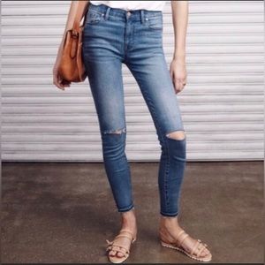 Madewell High Riser Skinny Stretch Destroyed Knees with Frayed Hemline - Size 26